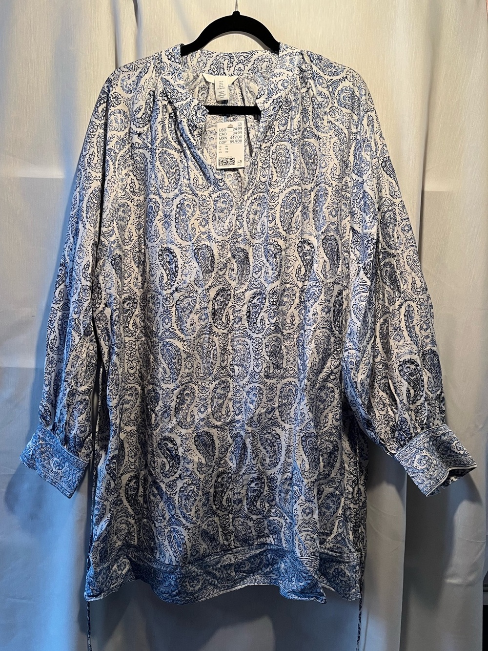 H&M Blue and White Paisley Tunic Dress